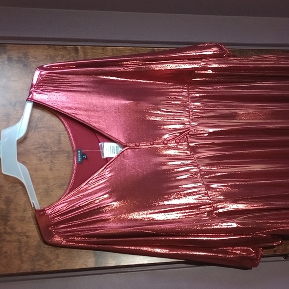 Torrid Red Metallic Shiny Foil Party Dress Size 4 4x 26W New! - Picture 3 of 7